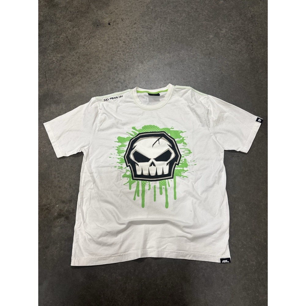 Vintage 90's Skater Grunge No Fear Ooze Skull T Shirt Size XL